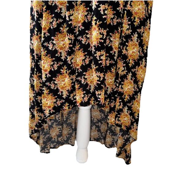 Free People Lonesome Dove High Low Black Floral Dress Size 6 - Picture 5 of 12